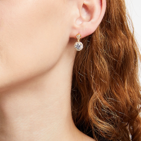 2-1/2 CT. T.w. Lab-Grown Diamond Framed Drop Earrings in 10K Gold (F/Si2)