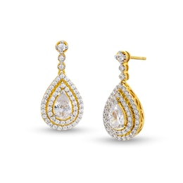 1-1/2 CT. T.W. Lab-Grown Diamond Pear-Framed Drop Earrings in 10K Gold (F/SI2)