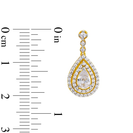 1-1/2 CT. T.w. Lab-Grown Diamond Pear-Framed Drop Earrings in 10K Gold (F/Si2)
