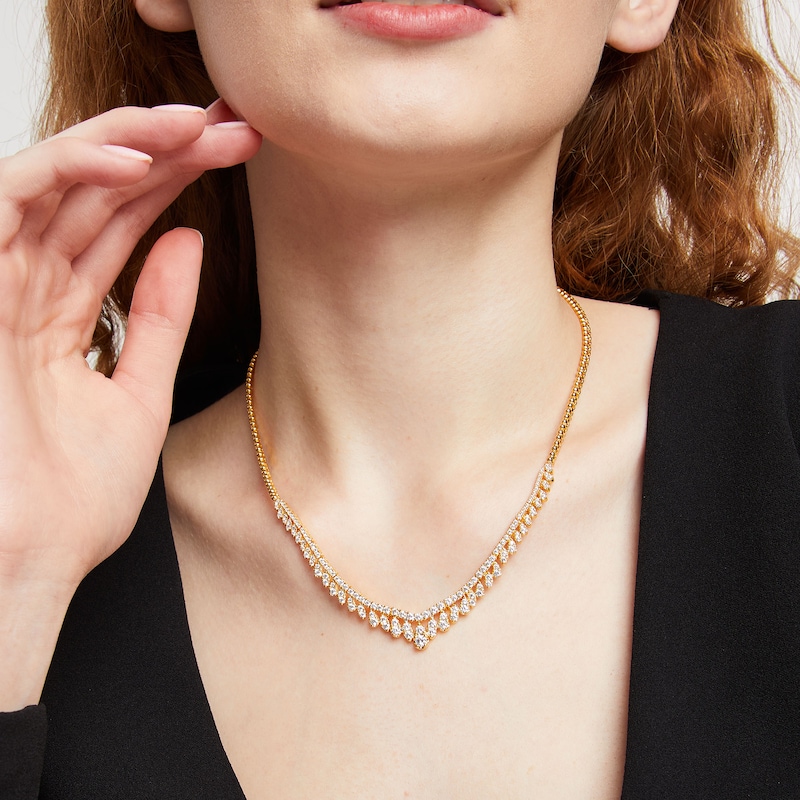 Main Image 2 of 4 CT. T.W. Lab-Grown Diamond Fringe Necklace in 10K Gold (F/SI2)