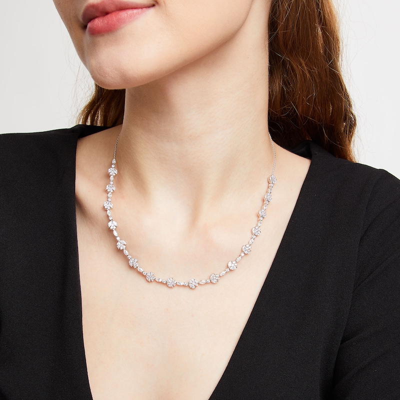 Main Image 2 of 6 CT. T.W. Lab-Grown Diamond Flower Necklace in 10K White Gold (F/SI2)