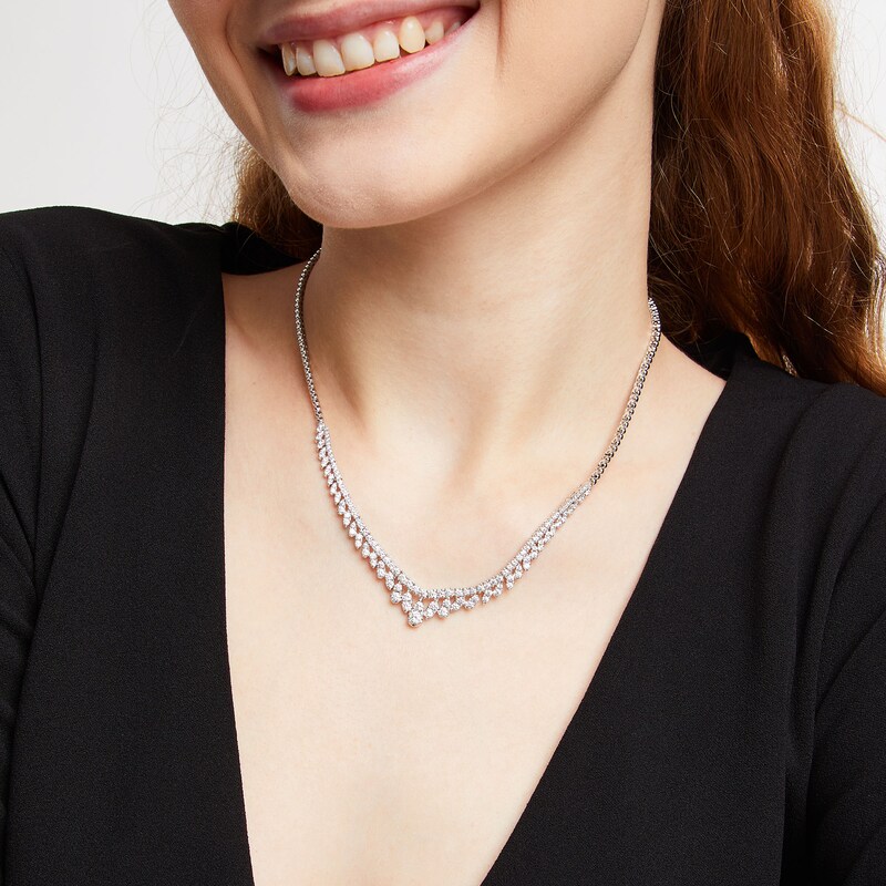 Main Image 2 of 4 CT. T.W. Lab-Created Diamond Fringe Necklace in 10K White Gold (F/SI2)