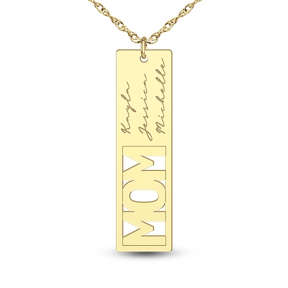 Engravable Mom Cutout Vertical Bar Pendant (3 Lines)