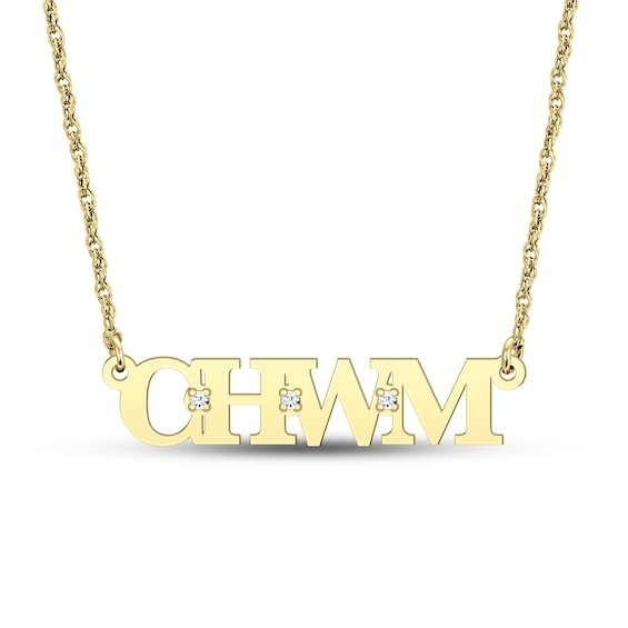 Diamond Accent Uppercase Block Initial Necklace (3-4 Initials)