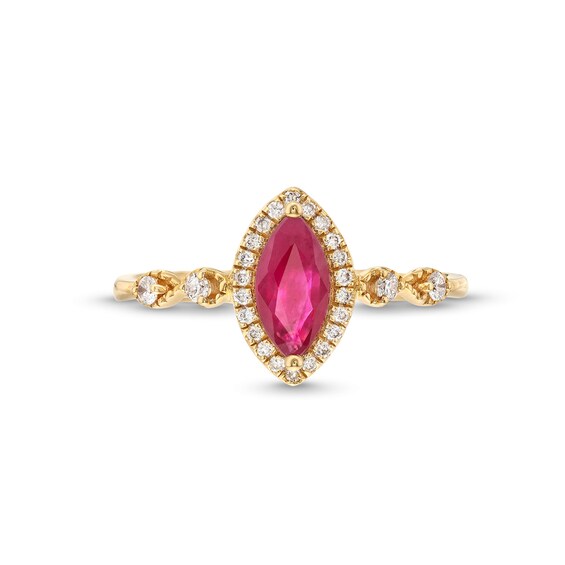 Marquise-Cut Rhodolite Garnet and 1/8 CT. T.w. Diamond Framed Ring in 10K Gold