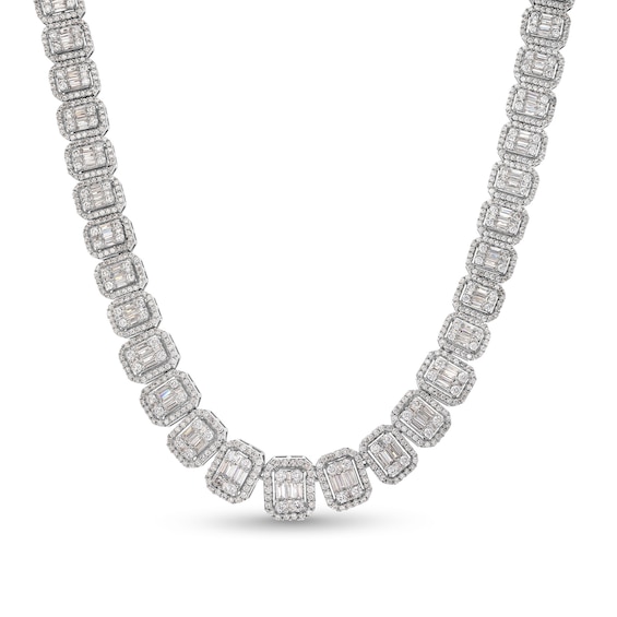 21.58 CT. T.w. Lab-Grown Diamond Octagonal Composite Necklace in 10K White Gold (F/Si2)