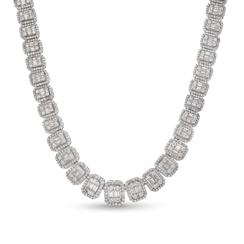 Main Image 1 of 21.58 CT. T.W. Lab-Grown Diamond Octagonal Composite Necklace in 10K White Gold (F/SI2)