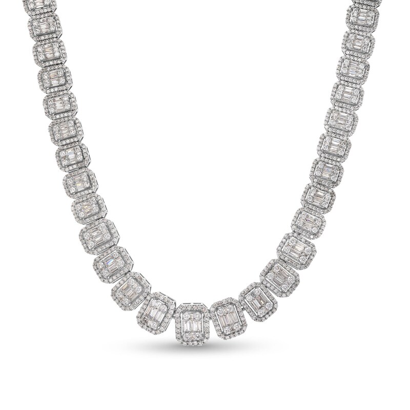 21.58 CT. T.W. Lab-Created Diamond Octagonal Composite Necklace in 10K White Gold (F/SI2)