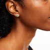 Thumbnail Image 2 of Emerald and 1/10 CT. T.W. Diamond Frame Stud Earrings in 10K Gold