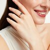 Thumbnail Image 2 of Oval London Blue Topaz and Diamond Accent Collar Curb Chain Shank Ring in 10K Gold