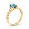 Thumbnail Image 3 of Oval London Blue Topaz and Diamond Accent Collar Curb Chain Shank Ring in 10K Gold