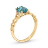 Thumbnail Image 2 of Oval London Blue Topaz and Diamond Accent Collar Curb Chain Shank Ring in 10K Gold