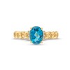 Thumbnail Image 4 of Oval London Blue Topaz and Diamond Accent Collar Curb Chain Shank Ring in 10K Gold