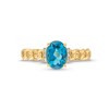 Thumbnail Image 3 of Oval London Blue Topaz and Diamond Accent Collar Curb Chain Shank Ring in 10K Gold