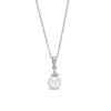 Thumbnail Image 1 of 7.0 x 7.5mm Akoya Cultured Pearl and 1/20 CT. T.W. Diamond Cap Pendant in 14K White Gold