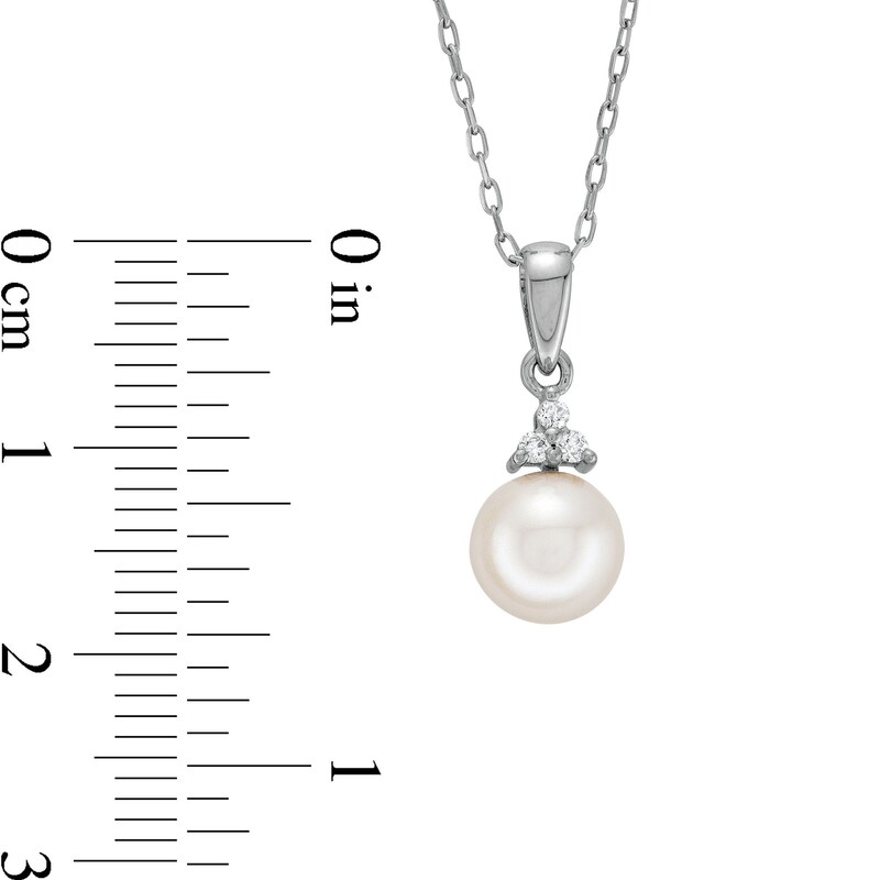 Main Image 4 of 7.0 x 7.5mm Akoya Cultured Pearl and 1/20 CT. T.W. Diamond Cap Pendant in 14K White Gold