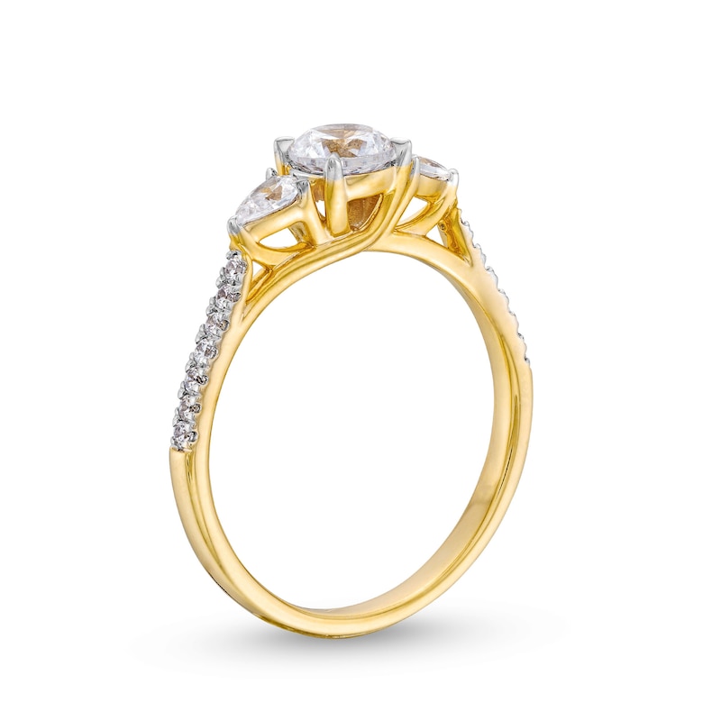 Main Image 3 of 3/4 CT. T.W. Multi-Diamond Three Stone Engagement Ring in 10K Gold