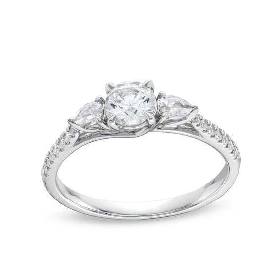 3/4 CT. T.w. Multi-Diamond Three Stone Engagement Ring in 10K White Gold