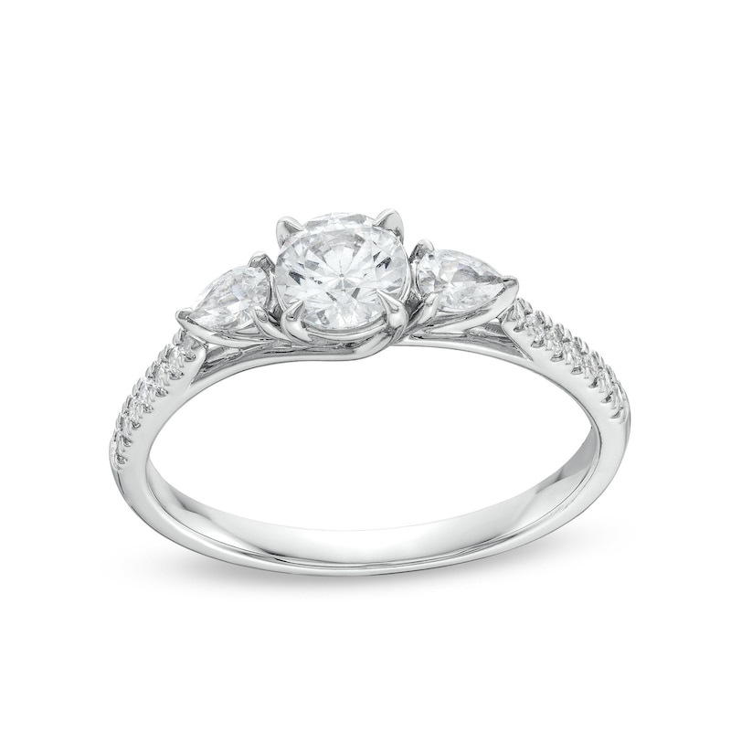Main Image 1 of 3/4 CT. T.W. Multi-Diamond Three Stone Engagement Ring in 10K White Gold
