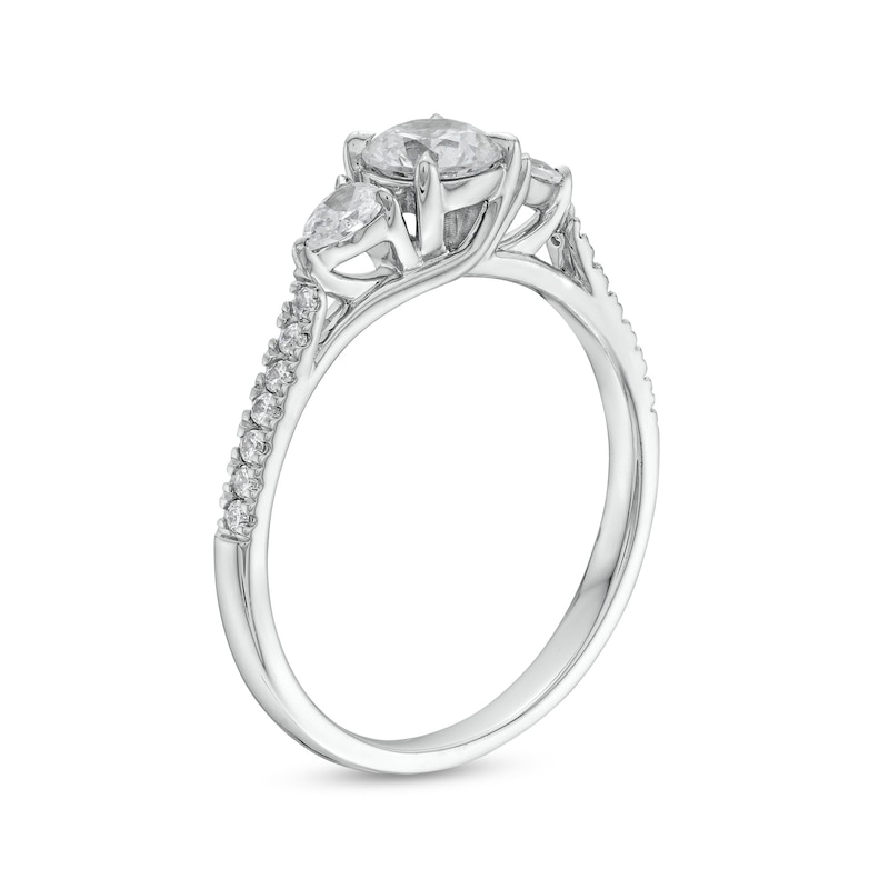 Main Image 3 of 3/4 CT. T.W. Multi-Diamond Three Stone Engagement Ring in 10K White Gold