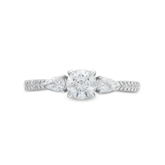 3/4 CT. T.w. Multi-Diamond Three Stone Engagement Ring in 10K White Gold
