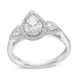 3/4 CT. T.W. Multi-Diamond Pear Composite Framed Engagement Ring in 10K White Gold