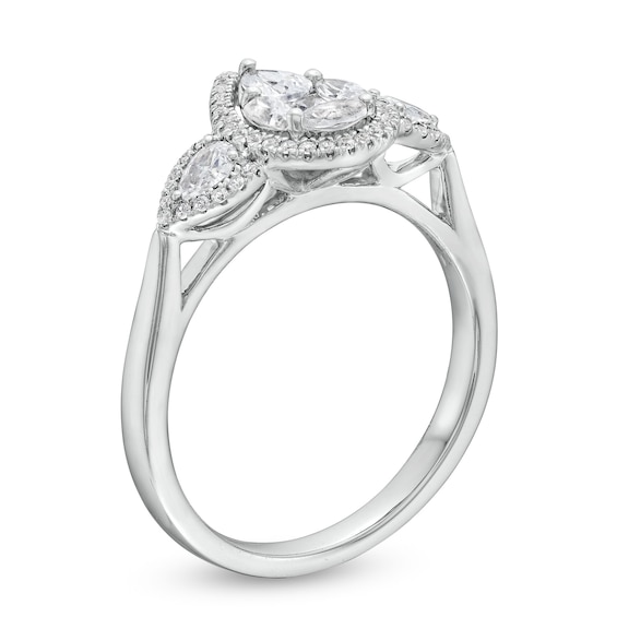 3/4 CT. T.w. Multi-Diamond Pear Composite Framed Engagement Ring in 10K Gold