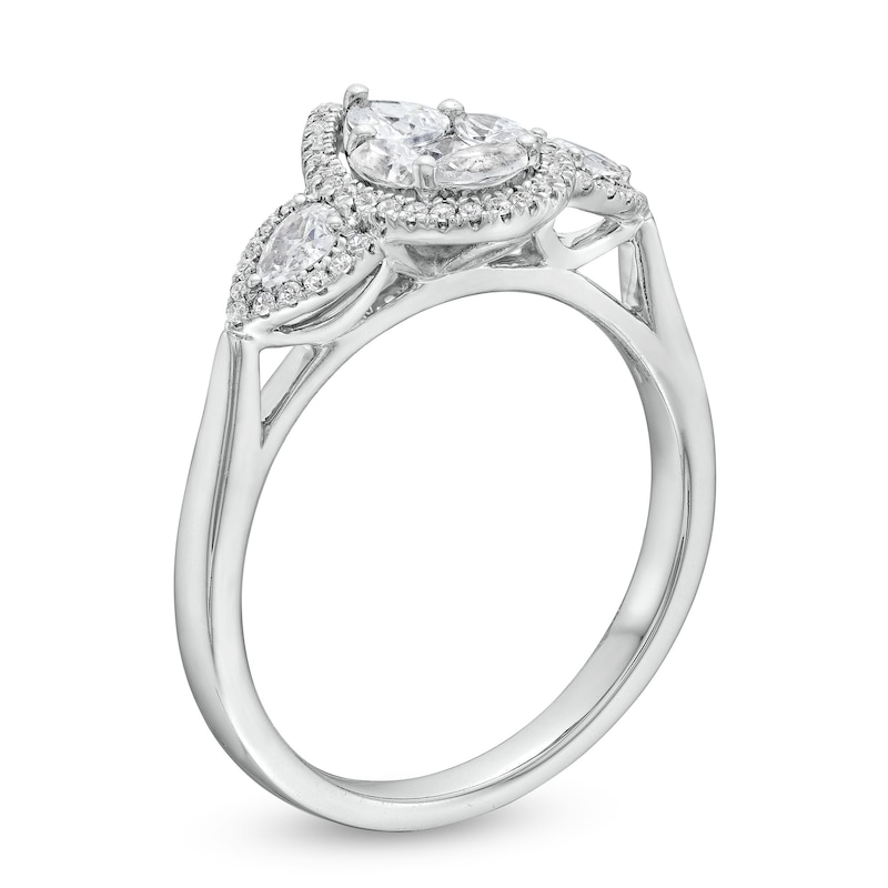 Main Image 3 of 3/4 CT. T.W. Multi-Diamond Pear Composite Framed Engagement Ring in 10K White Gold