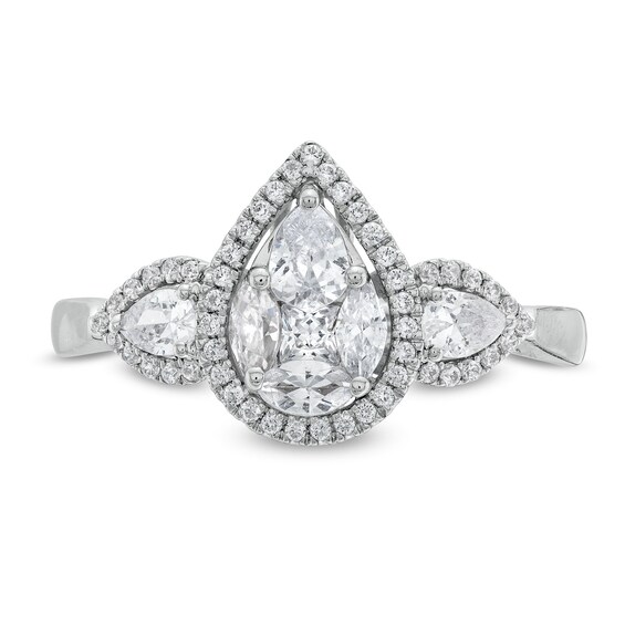 3/4 CT. T.w. Multi-Diamond Pear Composite Framed Engagement Ring in 10K Gold