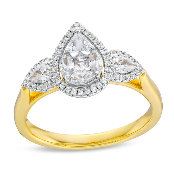 3/4 CT. T.w. Multi-Diamond Pear Composite Framed Engagement Ring in 10K Gold