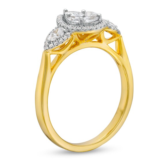 3/4 CT. T.w. Multi-Diamond Pear Composite Framed Engagement Ring in 10K Gold