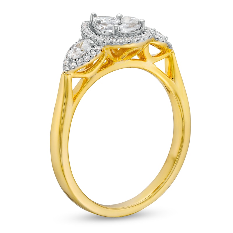 Main Image 3 of 3/4 CT. T.W. Multi-Diamond Pear Composite Framed Engagement Ring in 10K Gold