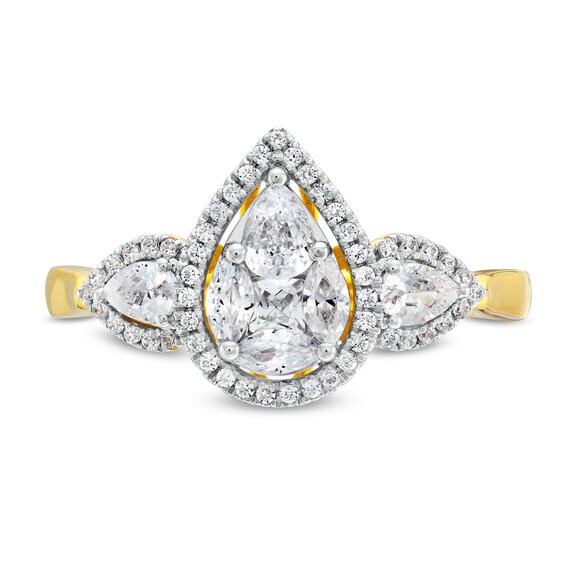 3/4 CT. T.w. Multi-Diamond Pear Composite Framed Engagement Ring in 10K Gold
