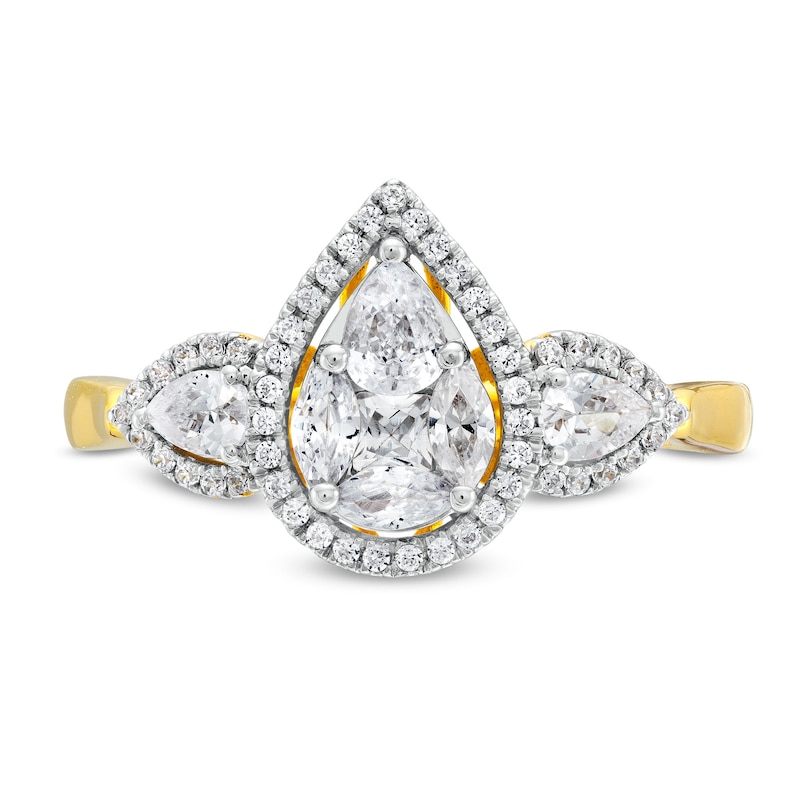 Main Image 4 of 3/4 CT. T.W. Multi-Diamond Pear Composite Framed Engagement Ring in 10K Gold