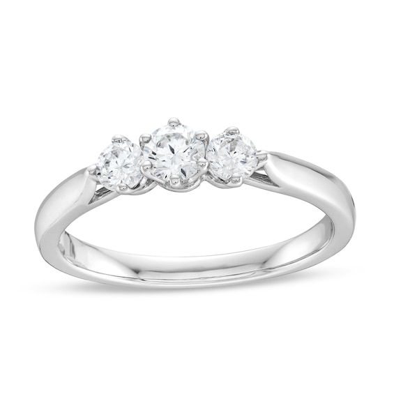 1/2 CT. T.w. Three Stone Engagement Ring in 10K White Gold