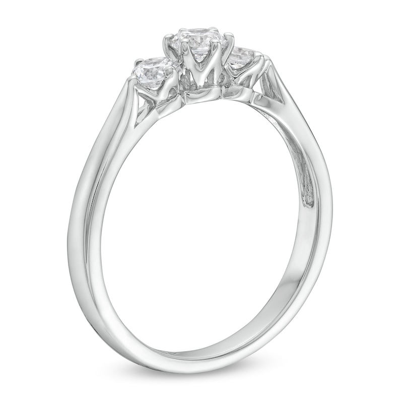 Main Image 3 of 1/2 CT. T.W. Three Stone Engagement Ring in 10K White Gold