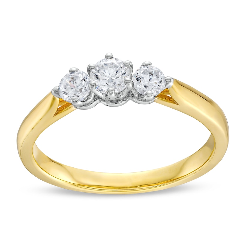 Main Image 1 of 1/2 CT. T.W. Three Stone Engagement Ring in 10K Gold