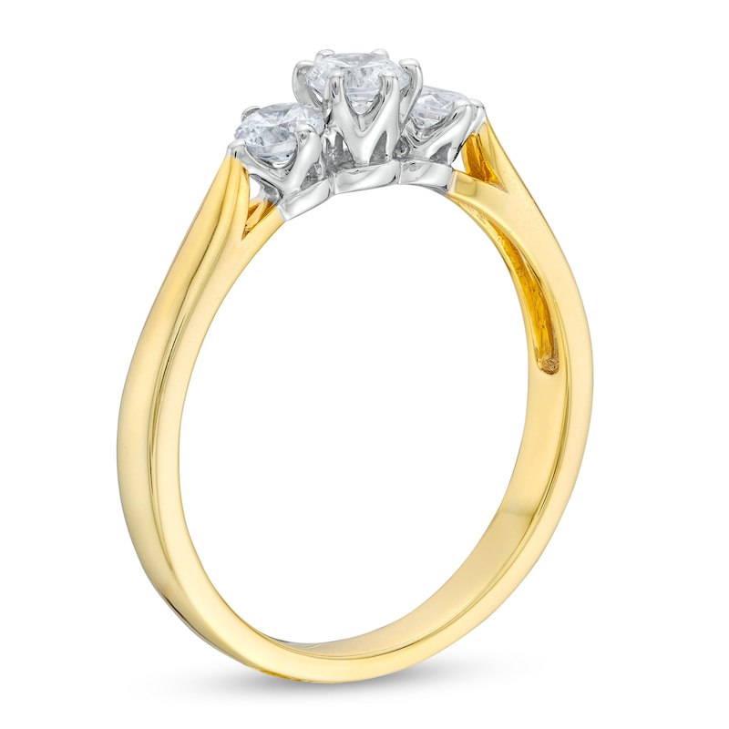 Main Image 3 of 1/2 CT. T.W. Three Stone Engagement Ring in 10K Gold