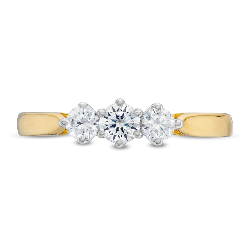 Main Image 4 of 1/2 CT. T.W. Three Stone Engagement Ring in 10K Gold