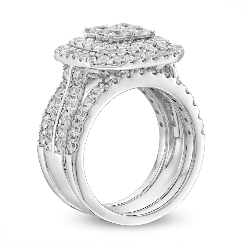 Main Image 3 of 3 CT. T.W. Multi-Diamond Composite Framed Three-Piece Bridal Set in 14K White Gold