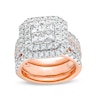 Thumbnail Image 1 of 3 CT. T.W. Multi-Diamond Composite Framed Three-Piece Bridal Set in 14K Rose Gold