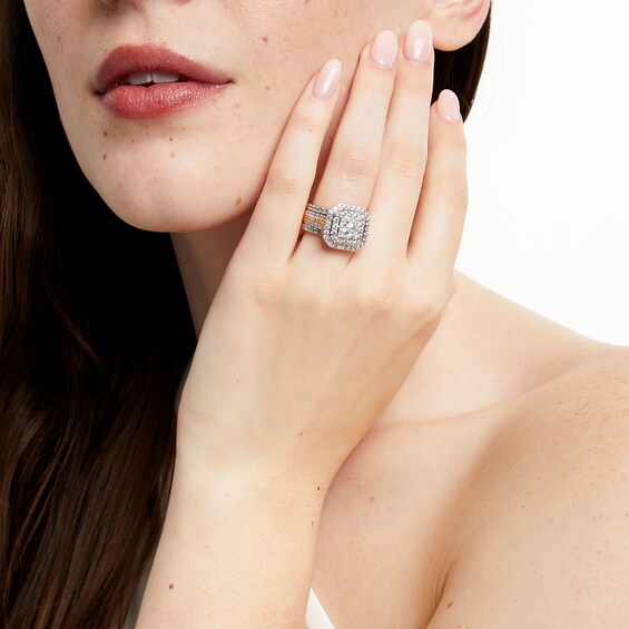 3 CT. T.w. Multi-Diamond Composite Framed Three-Piece Bridal Set in 14K Rose Gold
