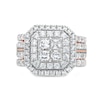 Thumbnail Image 4 of 3 CT. T.W. Multi-Diamond Composite Framed Three-Piece Bridal Set in 14K Rose Gold
