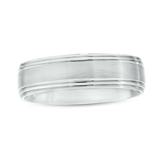 6.0mm Engravable Brushed Satin Band in 14K Gold (1 Line