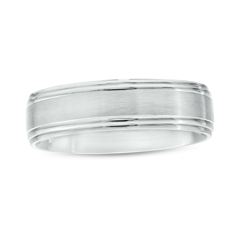 Main Image 1 of 6.0mm Engravable Brushed Satin Band in 14K White Gold (1 Line)