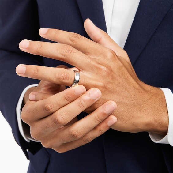 6.0mm Engravable Brushed Satin Band in 14K Gold (1 Line