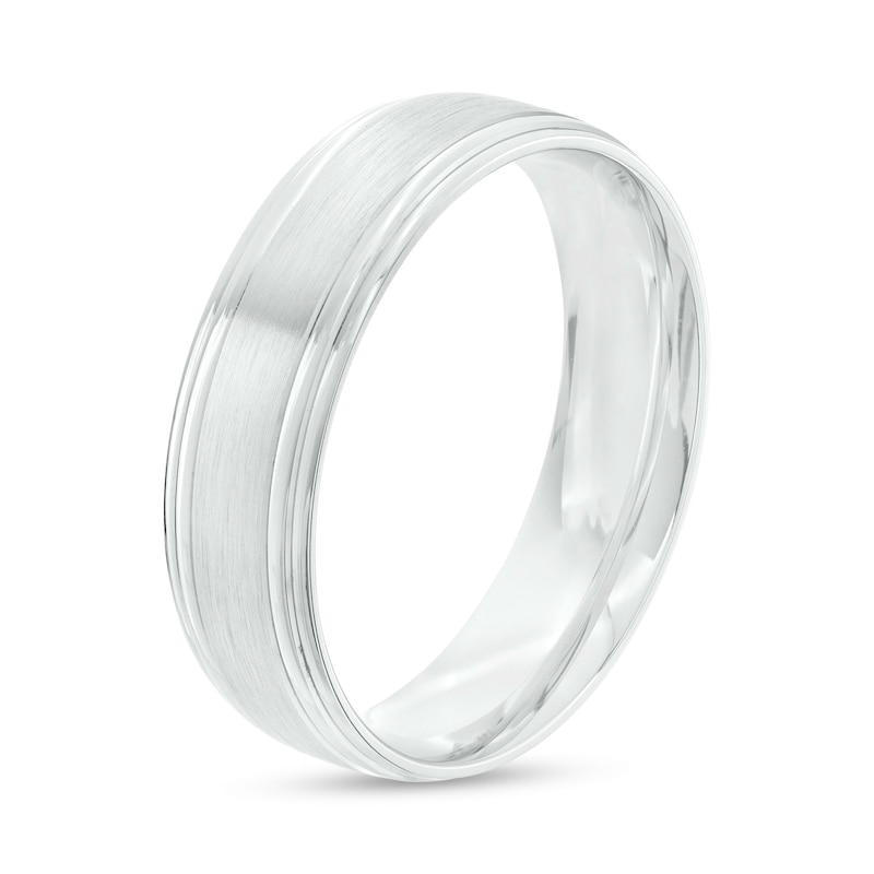 Men's 6.0mm Brushed Satin Band in 14K White Gold