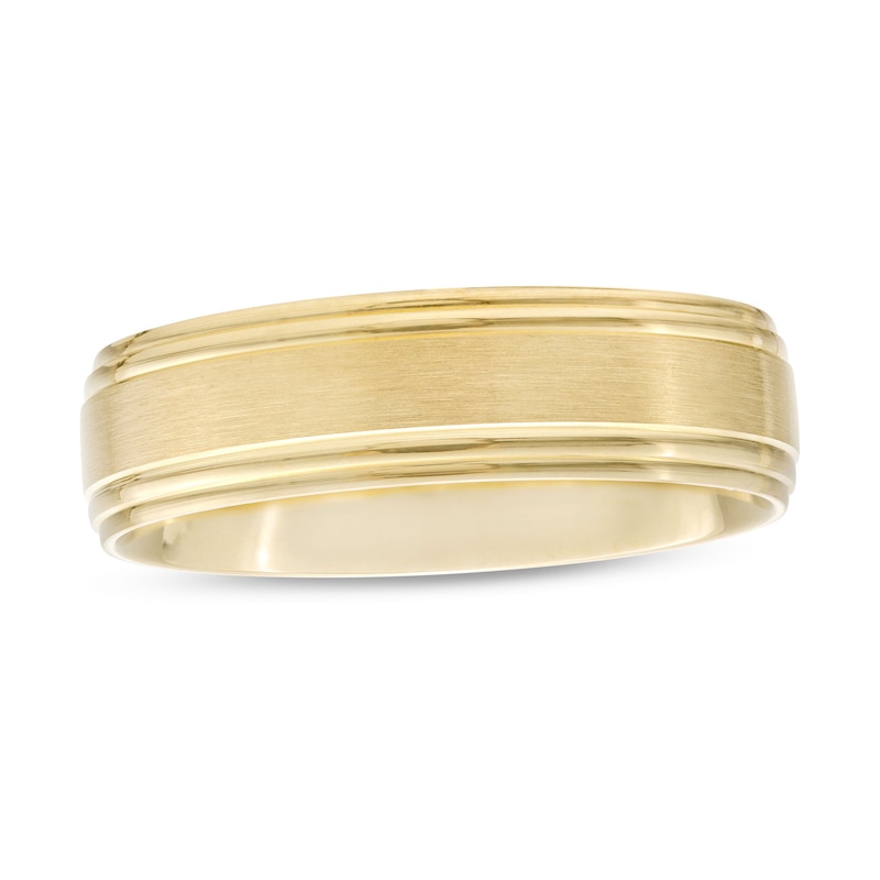 Men's 6.0mm Brushed Satin Band in 14K Gold