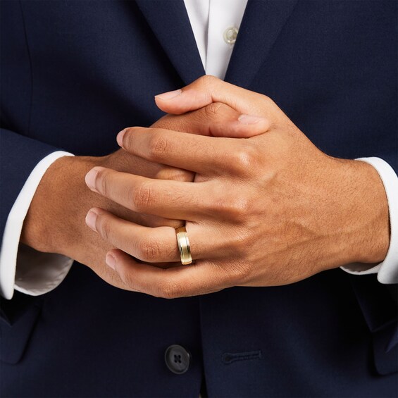6.0mm Engravable Brushed Satin Band in 14K Gold (1 Line)