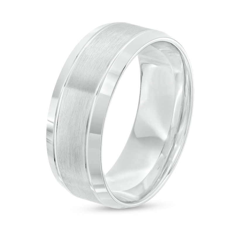 Main Image 3 of 8.0mm Engravable Brushed Satin Band in 14K White Gold (1 Line)